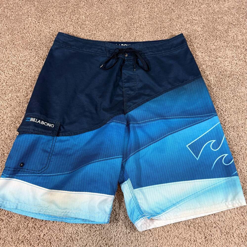 Billabong Board Shorts Mens 34 Blue Stripe Surf Swim Trunks Beach Summer